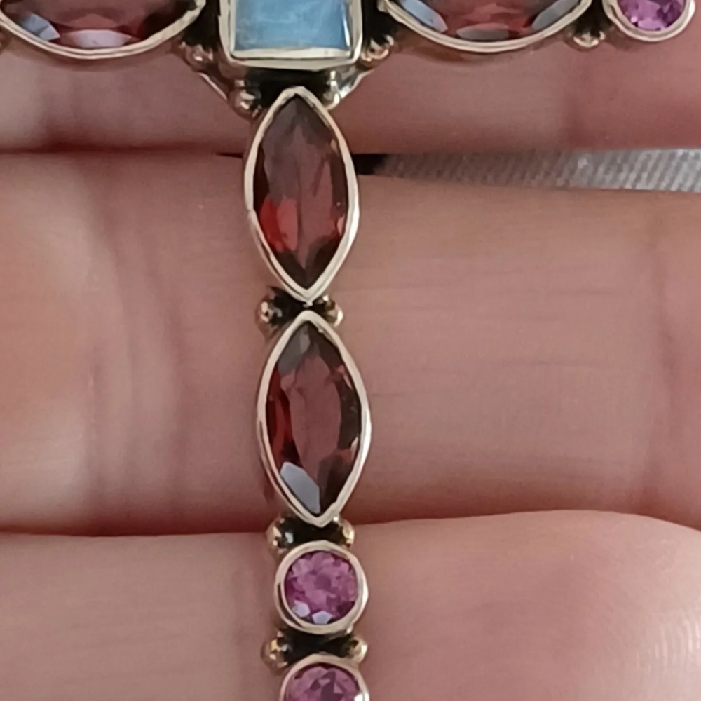 Nicky Butler Sterling Silver 925 Cross Pendant NB Garnet Moonstone Rhodolite NWT - Picture 4 of 14